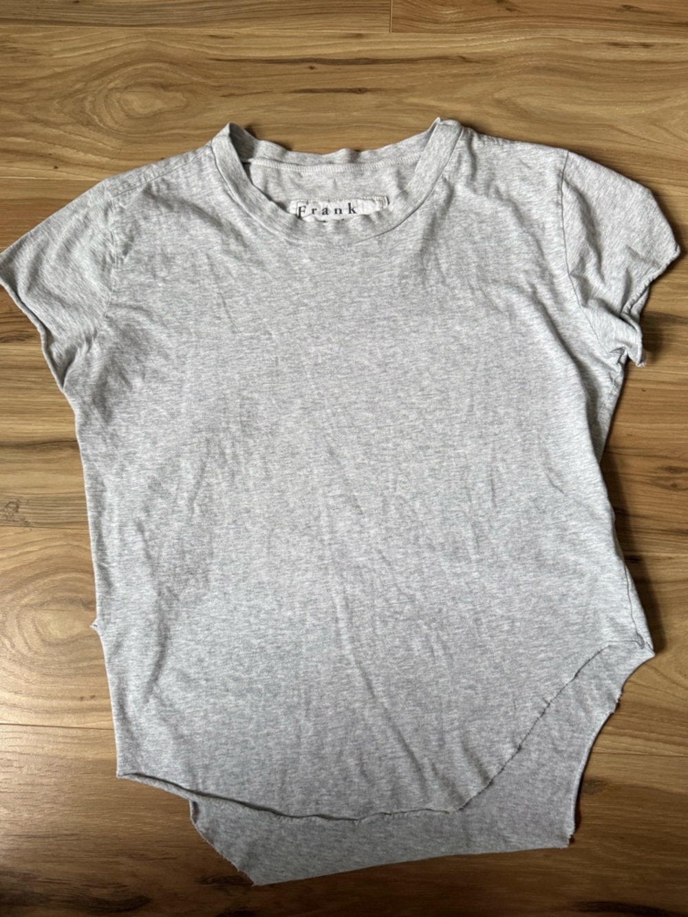 Frank & Eileen Tee Lab Heathered Grey Short Sleeve Curved Raw Hem T-Shirt